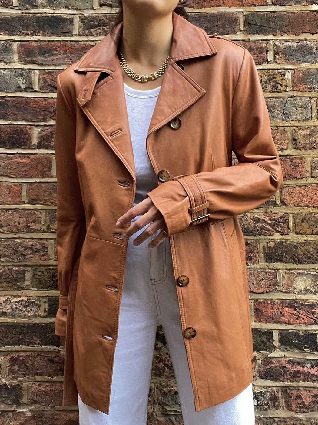 Lambskin leather trench outlet coat