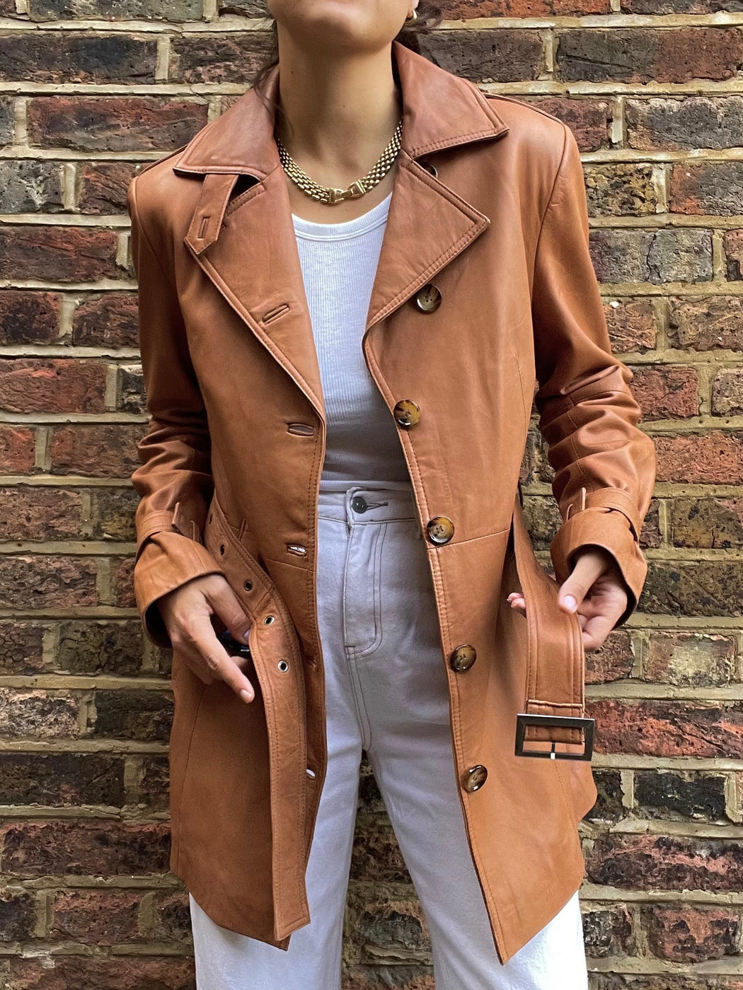 Lambskin leather trench on sale coat